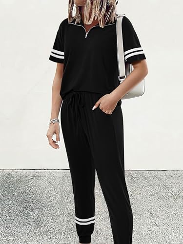 Women's Summer Lounge Sets - Medium Black 2 Piece Outfit for 2026