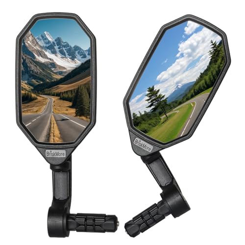 BriskMore Bike End Mirrors with Silver Convex Glass - 1 Pair