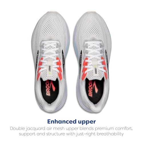 Brooks Men's Ghost 17 Neutral Running Shoe 10.5 White Pink Clay Gecko