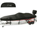 Fuprosico Custom 14-15ft Bass Boat Cover Waterproof Trailerable Black with 1200D Motor Cover
