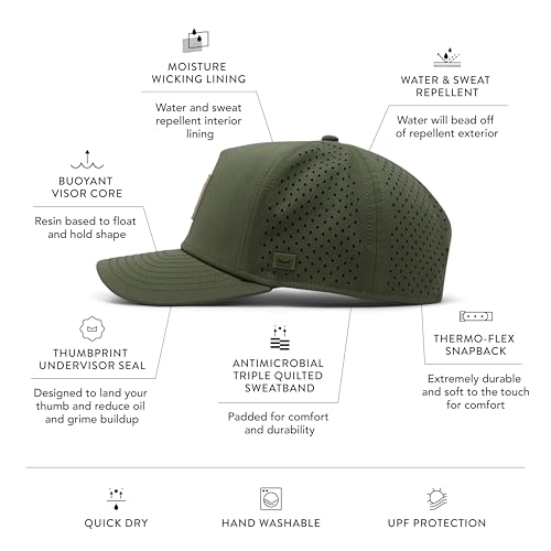 Small Khaki Hydro Performance Snapback Hat - Water & Sweat Resistant Men’s Cap