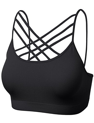 Large-X-Large Women Sports Bra Criss Cross Strappy Wirefree Crop Top