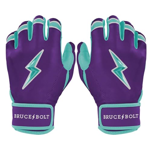 Purple KM Large Batting Gloves - Bear Series Short Cuff Baseball Gloves