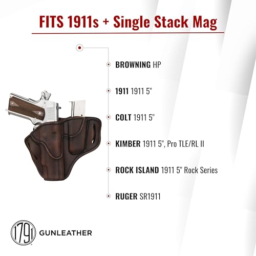 1791 Gunleather Vintage Brown 1911 Holster & Mag Pouch - Fits 4-5 Inch Barrels