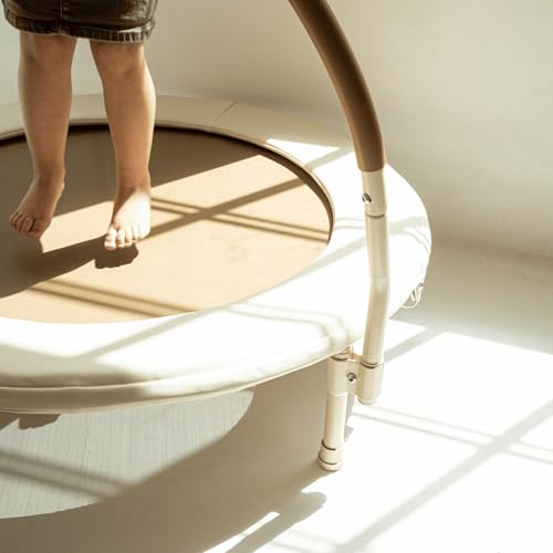 Beige 36-Inch Kids & Toddler Indoor/Outdoor Mini Trampoline with Removable Handle
