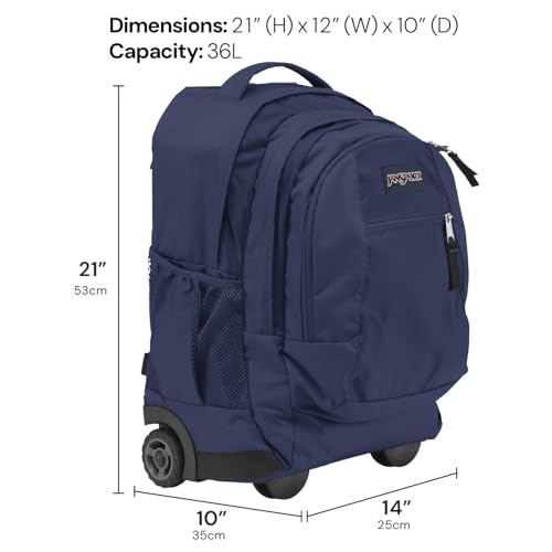 JanSport Driver 8 Rolling Backpack with 15-Inch Laptop Sleeve - Black