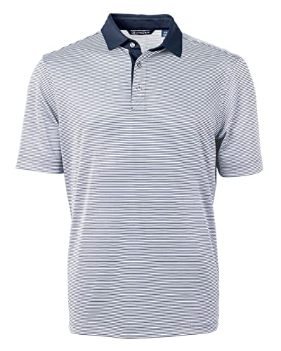 Men's Recycled Polo Shirt X-Large Tall Navy Blue White - Virtue Eco Pique