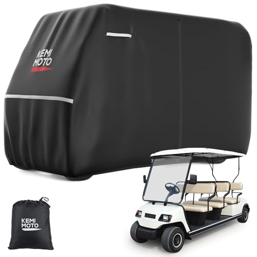 KEMIMOTO Waterproof 6-Seater Golf Cart Cover Black 145"L x 48"W x 66"H, Rain & Wind Resistant