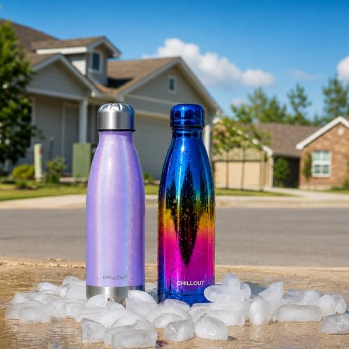 Purple Sparkle Insulated Stainless Steel Water Bottle 17oz Leakproof Drinkware