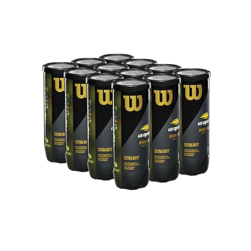 Wilson US Open Extra Duty Tennis Balls - 12 Cans (36 Balls) - Tournament Grade, Durable for Competitive Play