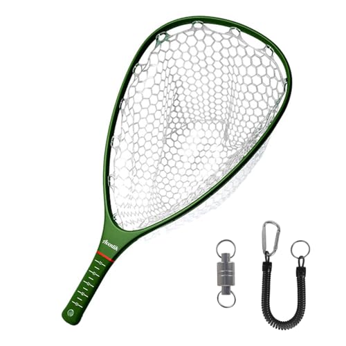 Aventik Floating Carbon Fiber Trout Landing Net - Green with Smoke Magnetic Release