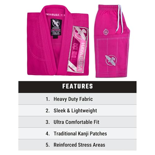 Hayabusa Ascend Kids Lightweight Jiu Jitsu Gi Pink Y0 - Youth Martial Arts Uniform