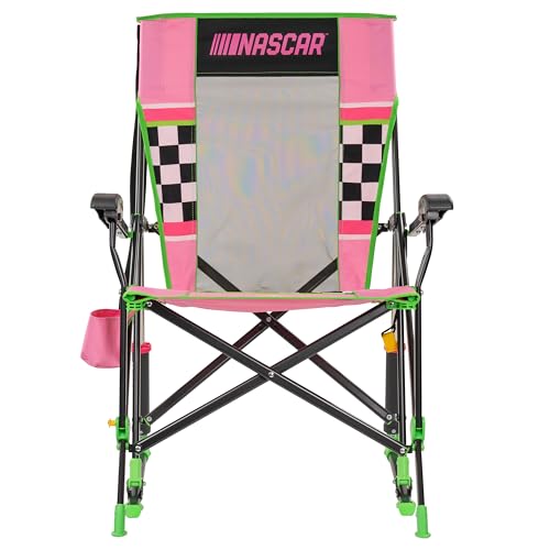 GCI Outdoor NASCAR Roadtrip Rocker Pink Camping & Sideline Chair with Drink Holder