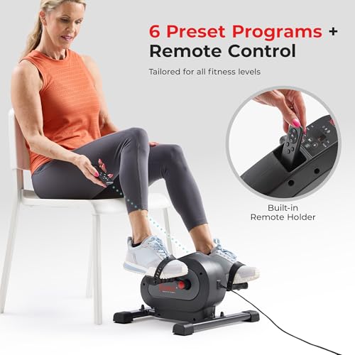 Grey Sunny Health & Fitness Motorized 2-in-1 Pedal Exerciser for Low-Impact Cardio & Rehab