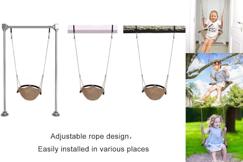 JKsmart 2 Pack Kids Swing Seat with Adjustable Rope & Safety Hooks, Heavy Duty Indoor/Outdoor Toddler Swing Brown