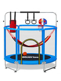 Blue 6-in-1 60-Inch Indoor & Outdoor Kids Trampoline with Enclosure, Safety Net & Accessories