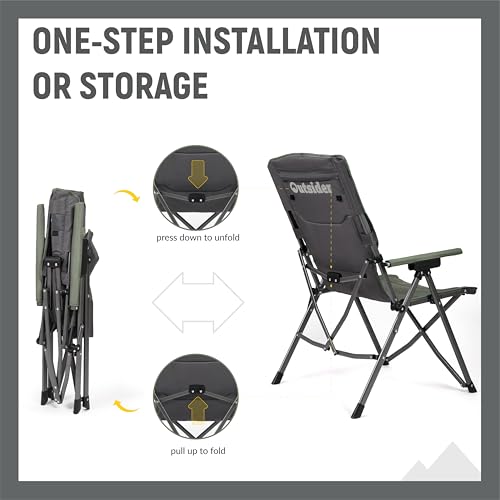 OUTSIDER Oversized Camping Chair with 3-Position Recline, Heavy Duty Green
