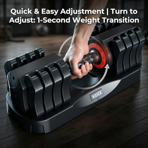 VEICK 25 lb Adjustable Dumbbell Set with 2 Handles, 5-25 lb per Dumbbell, Home Gym Equipment