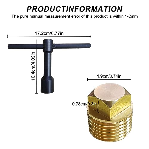 3 Pack Brass Boat Drain Plugs with Wrench - 1/2" NPT Fittings for Marine Hulls