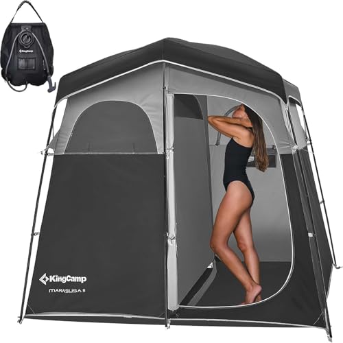 2 Room Black/Grey Portable Shower & Privacy Tent for Camping & Beach