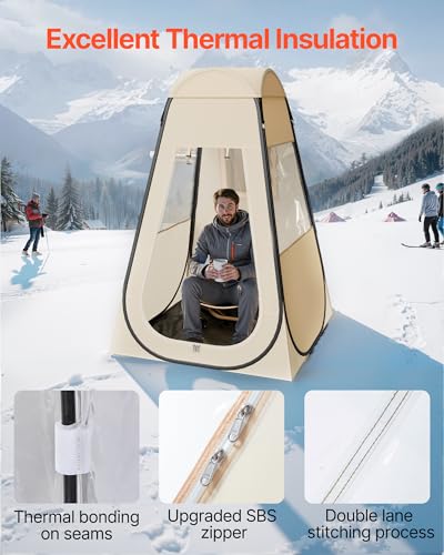 Pop Up Sports Tent with Clear Bubble, 8 Sizes Optional, Beige + Clear - 47"L x 47"W x 74.8"H, Waterproof Outdoor Shelter for 1-6 People