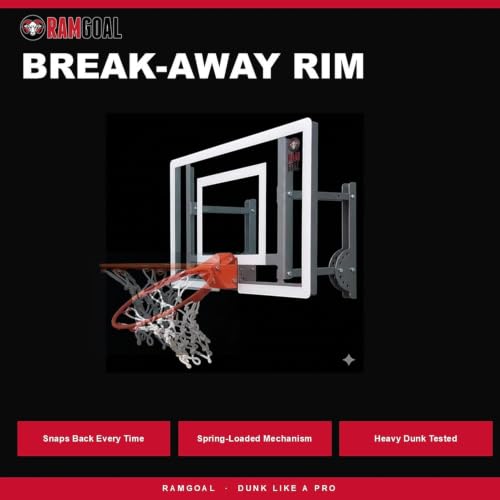 Wall Mounted Indoor Mini Basketball Hoop with Ball - 24-Inch Backboard & Breakaway Rim - Variation: Basketball Hoop + Ball