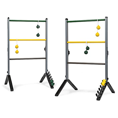 EastPoint Sports Gater Ladderball Set with Steel Ladders & Bolos - Outdoor Yard Game Grey/Yellow
