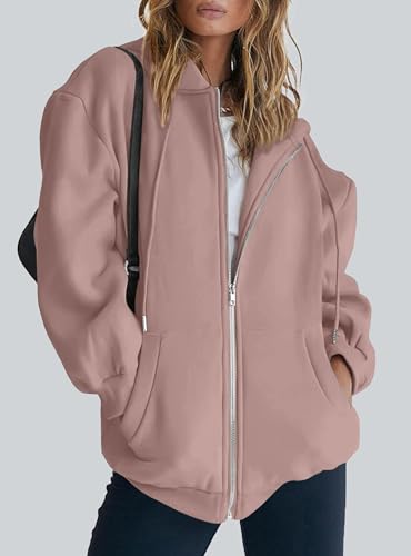 Women's Fall Zip Up Hoodie Sweatshirt - Large Nutmeg | PRETTYGARDEN