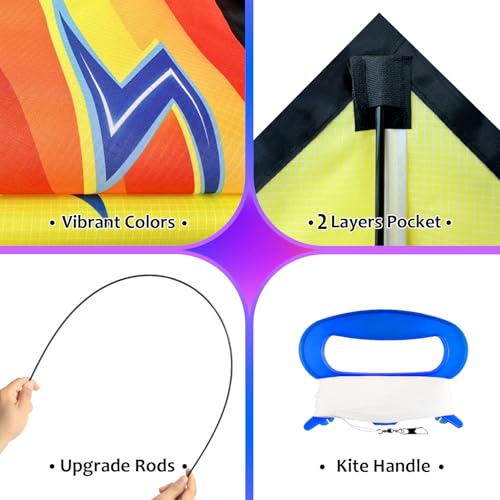 Yellow Fighter Plane Kite for Kids & Adults - Easy to Fly with Reel & 200ft String