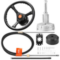 Boat Steering System Kit - 10 FT Outboard Marine Steering Control Cable & 13.5" Wheel