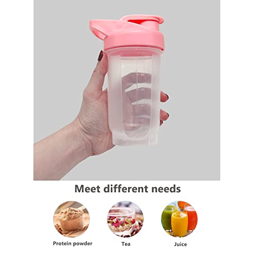 GAISHION White Pink Shaker Bottle Set 10oz Protein Shaker Cups with Whisk Balls