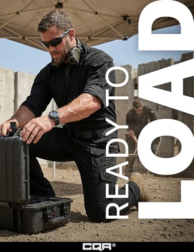 CQR Men's Black Flex Ripstop Tactical Cargo Pants 38W x 36L Water-Resistant