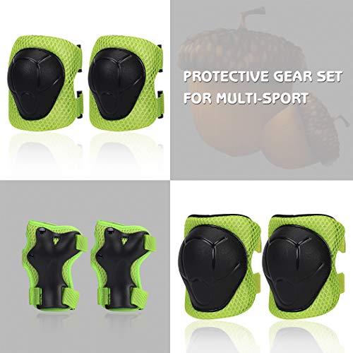 Toddler Kids Ultralight Helmet with Knee Elbow Wrist Pads Safety Gear Set - Acorn Pattern Adjustable