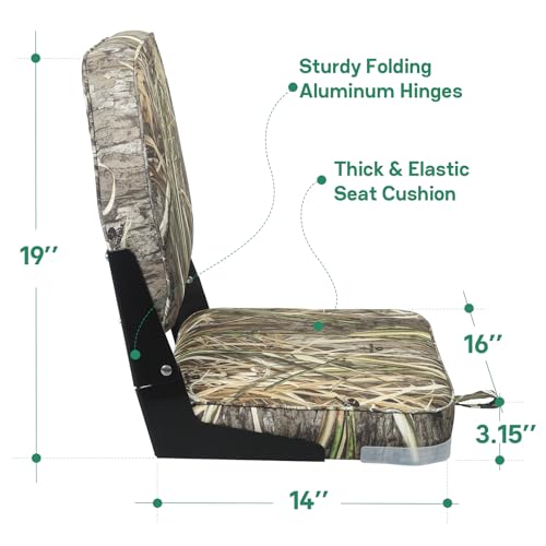 ERGOSEAT 2-Pack Folding Boat Seats with Camo Padding - Mossy Oak Shadow Grass Habitat