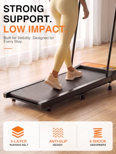 Yellow Under Desk Treadmill with Incline, Portable Walking Pad & Handlebar