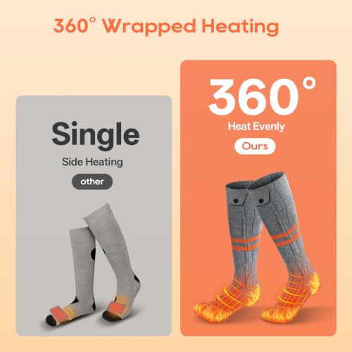 Heated Socks for Men and Women with APP Control - Women 5-9.5 / Men 6-8.5, Rechargeable Thermal Foot Warmer for Winter Outdoor Activities
