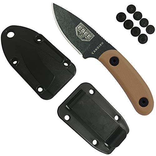 ESEE Candiru Black Survival Knife with Handle and Polymer Sheath - Coyote Brown G10 Variant