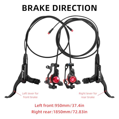 Exceedhub Z00M HB875E Hydraulic Disc Brake Set for eBike with 2x160mm Rotors, Pre-Bled, Power-Off System