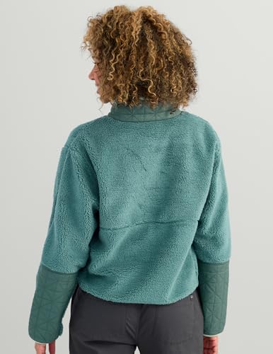 HUK Women's Plush Fleece Half-Zip Pullover - Cozy Sherpa with Pocket, Small / North Atlantic