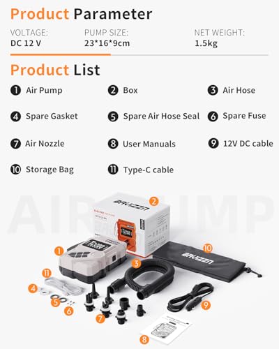 Rechargeable SUP Pump 59.2Wh Gray Electric Paddle Board Inflator 22PSI