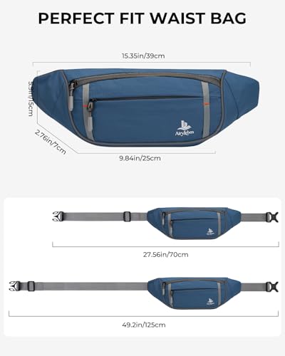 2.5L RFID Blocking Fanny Pack for Women Men, Blue Crossbody Belt Bag