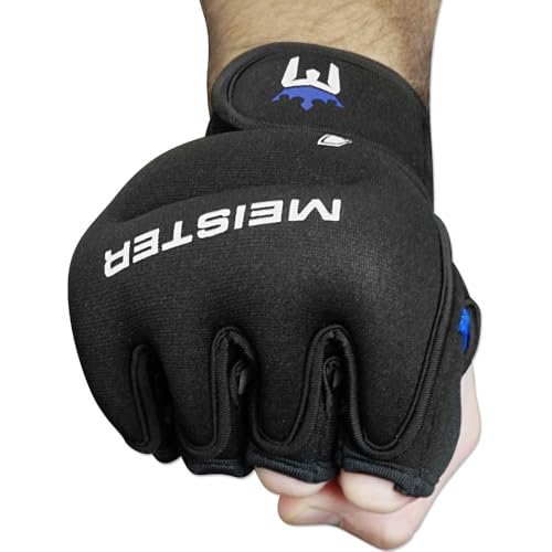 Weighted Gloves for Cardio & Heavy Hands - 1lb Black with Blue Variation