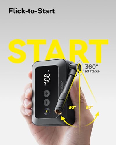 HOTO Electric Bike Tire Pump - Compact Fast-Inflate Mini Bicycle Pump