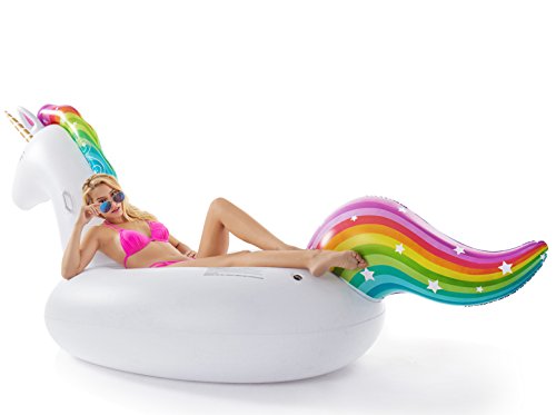 Giant Inflatable Unicorn Pool Float - 114x55 Inches Ride-On Summer Lounger for Kids & Adults
