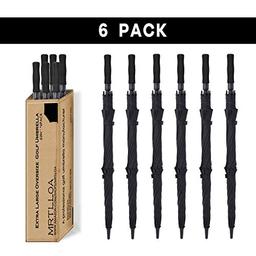 MRTLLOA 6-Pack Windproof Double Canopy Golf Umbrella 62 Inch Black - Extra Large Sun & Rain Protection