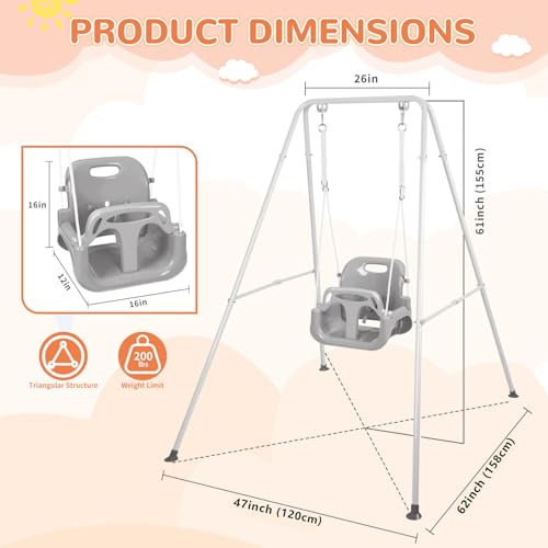3-in-1 Toddler Swing Set for Indoor & Outdoor Use - Heavy Duty Baby Swing