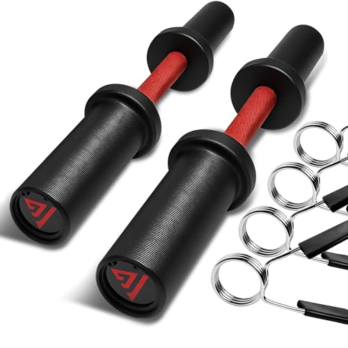 Red 16-Inch Olympic Dumbbell Handle Set with Spring Collars for Home Gym