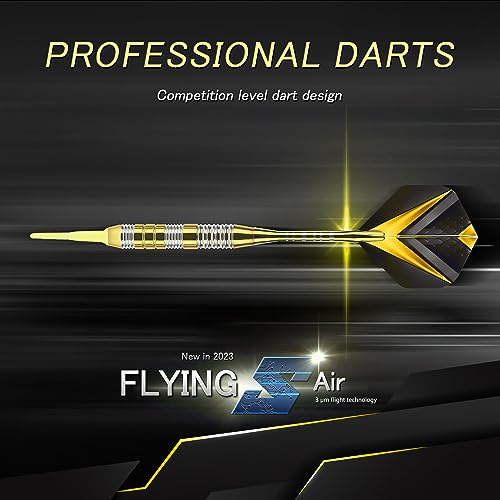 Yellow Soft Tip Darts Set with Aluminum Shafts and Flights - Professional Dart Accessories