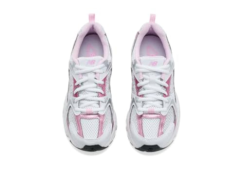 New Balance Boys' White/Pink Sugar Sneakers - Big Kid 5 Running Shoes