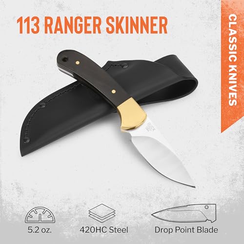Hunting Skinning Knife with Sheath - Fixed Blade, 3-1/8" Stainless Steel